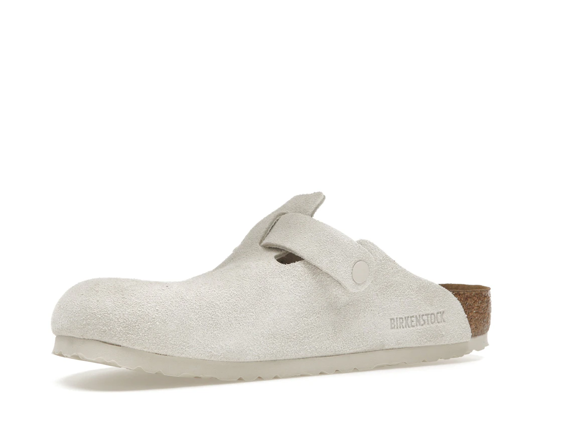 Birkenstock Boston Soft Footbed Suede Antique White