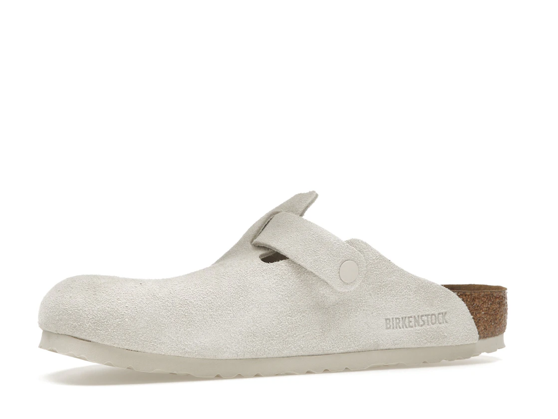 Birkenstock Boston Soft Footbed Suede Antique White
