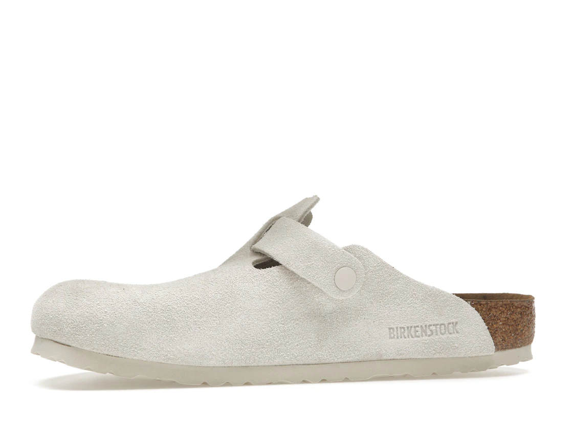 Birkenstock Boston Soft Footbed Suede Antique White