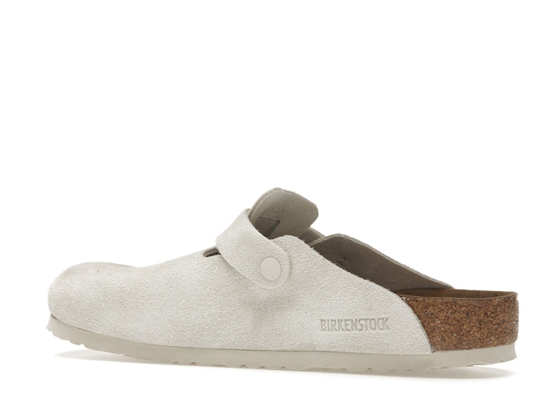 Birkenstock Boston Soft Footbed Suede Antique White