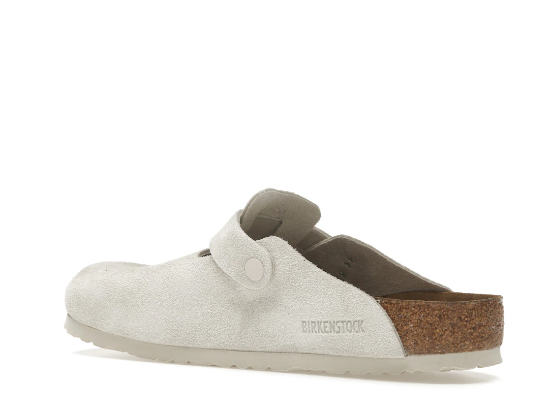 Birkenstock Boston Soft Footbed Suede Antique White