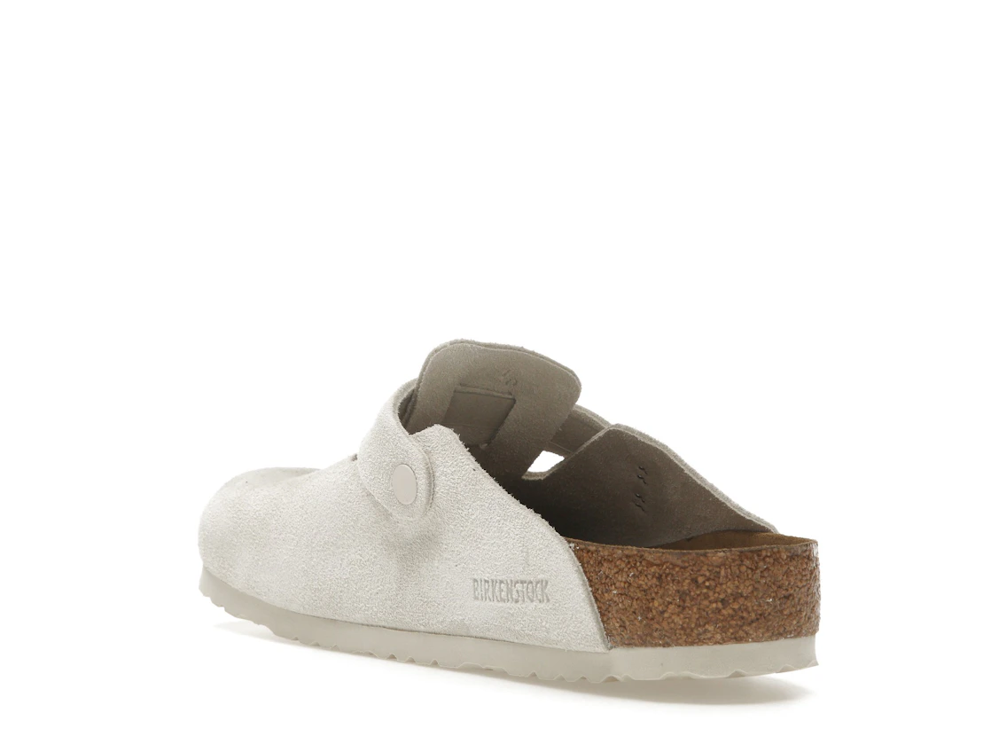 Birkenstock Boston Soft Footbed Suede Antique White