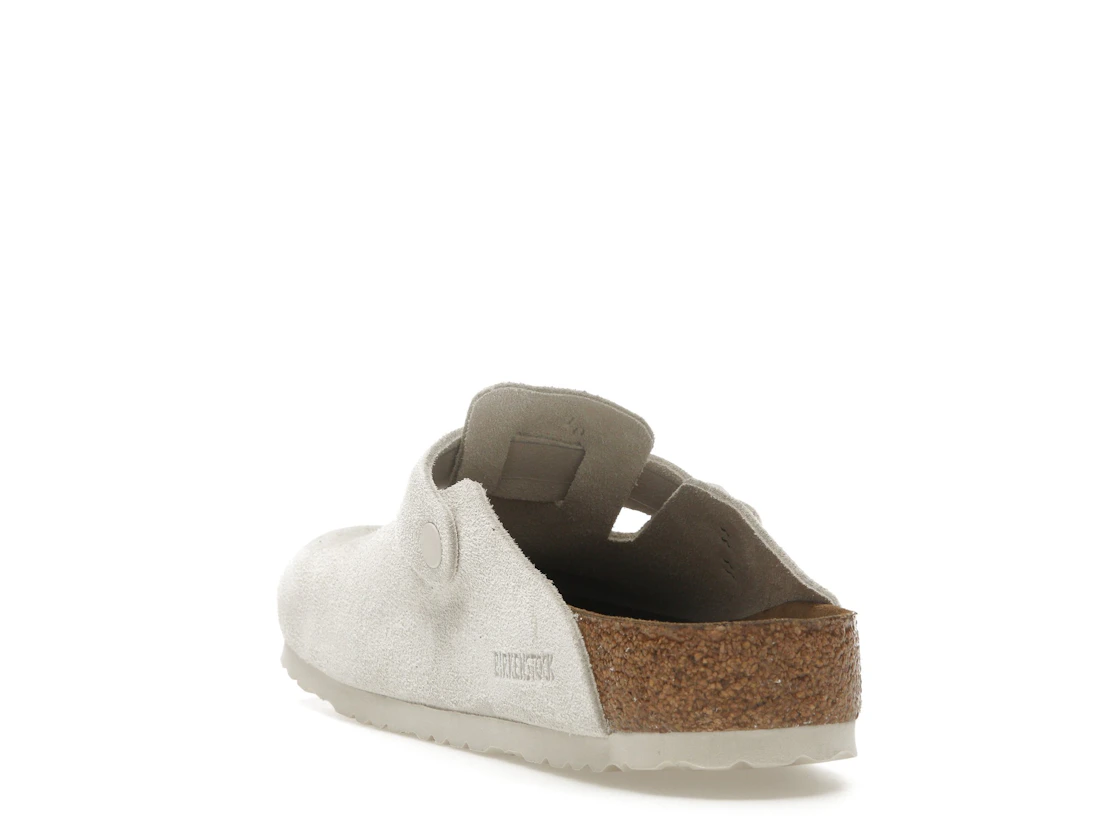Birkenstock Boston Soft Footbed Suede Antique White