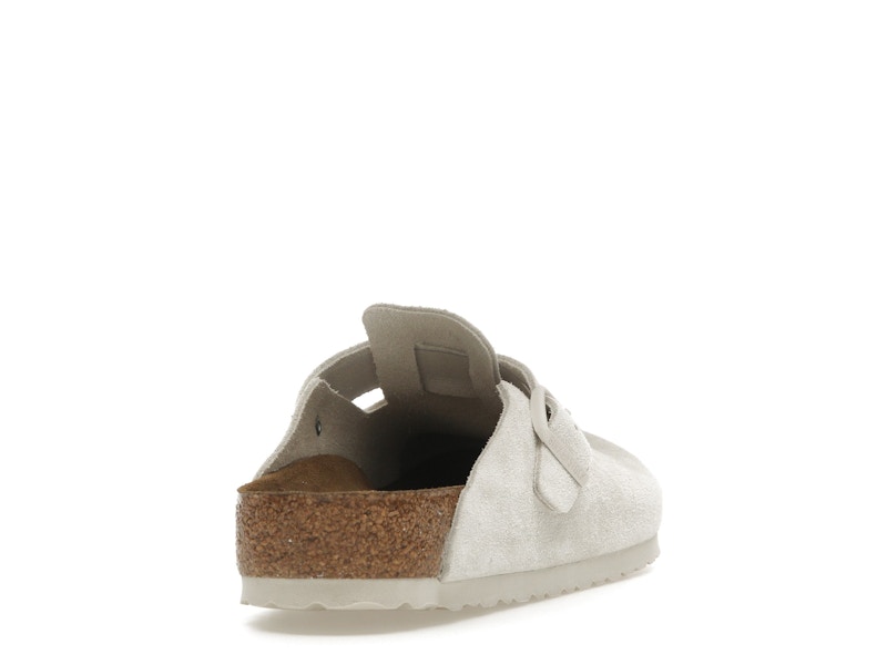Birkenstock Boston Soft Footbed Suede Antique White