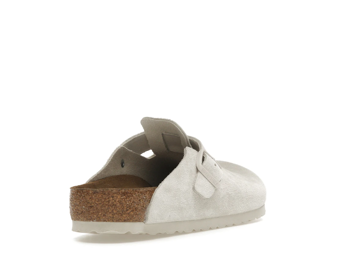 Birkenstock Boston Soft Footbed Suede Antique White