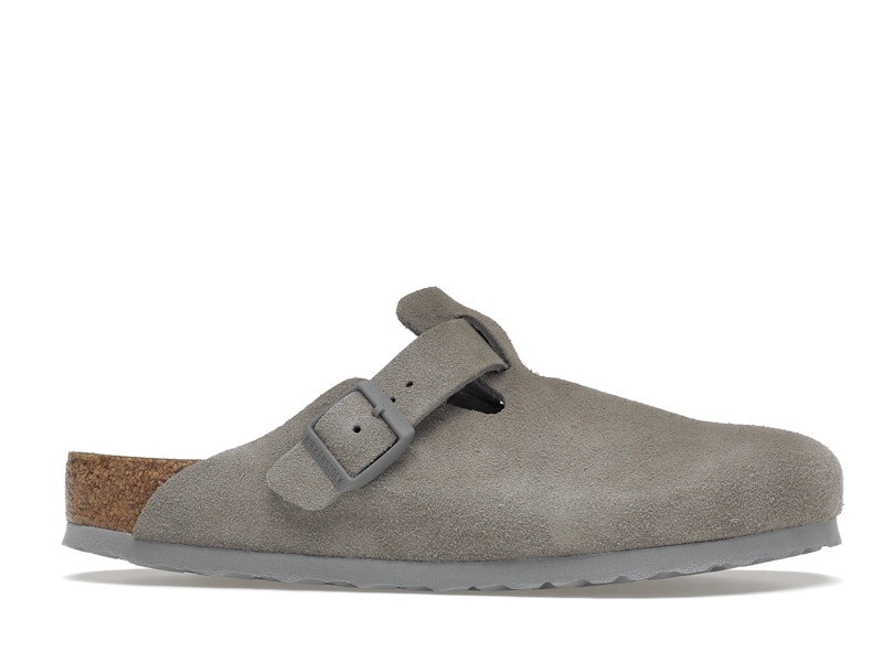 Birkenstock Boston Soft Footbed Suede Stone Coin