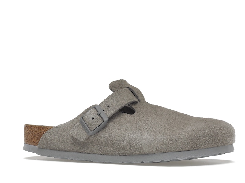 Birkenstock Boston Soft Footbed Suede Stone Coin