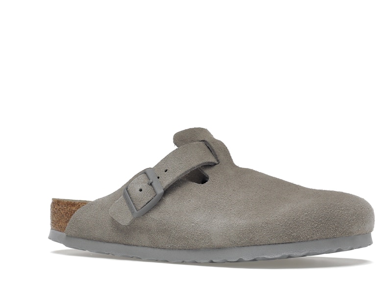 Birkenstock Boston Soft Footbed Suede Stone Coin