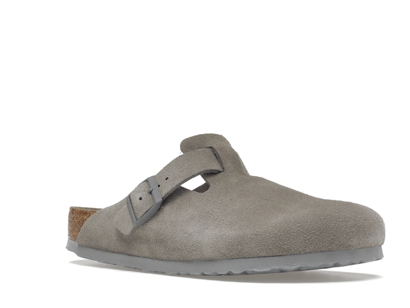 Birkenstock Boston Soft Footbed Suede Stone Coin