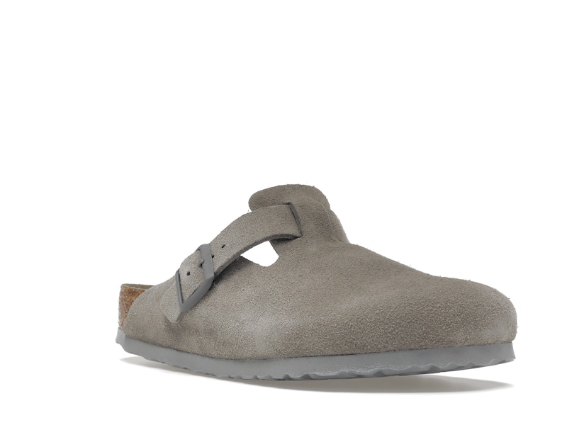 Birkenstock Boston Soft Footbed Suede Stone Coin