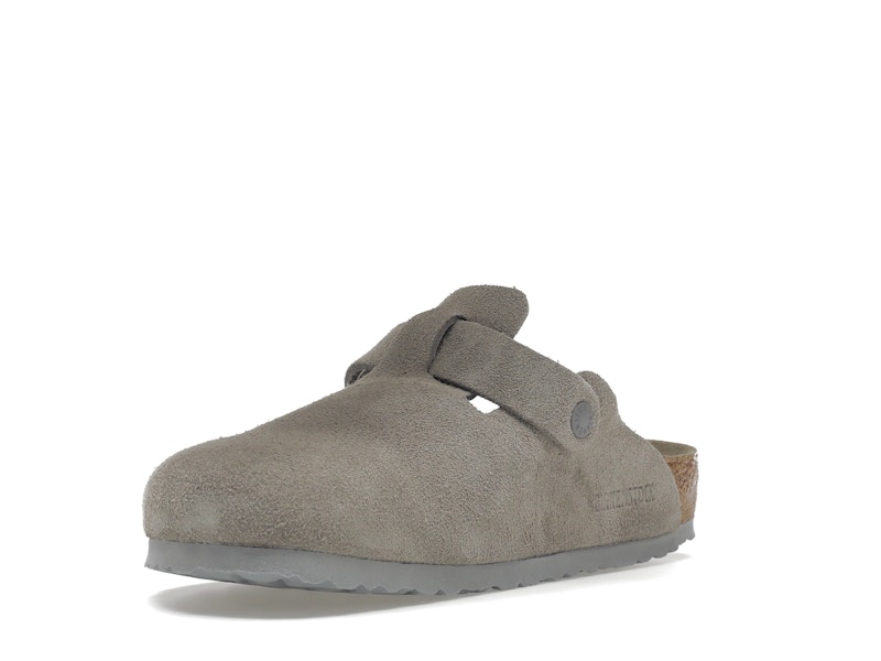 Birkenstock Boston Soft Footbed Suede Stone Coin