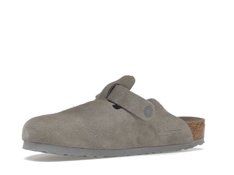 Birkenstock Boston Soft Footbed Suede Stone Coin