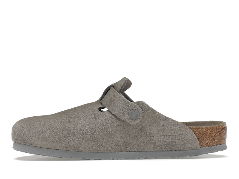 Birkenstock Boston Soft Footbed Suede Stone Coin