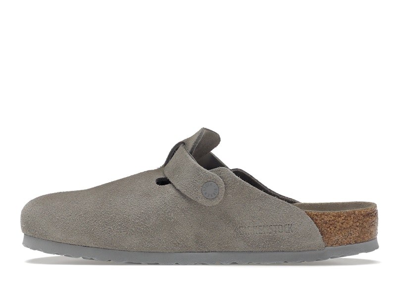 Birkenstock Boston Soft Footbed Suede Stone Coin