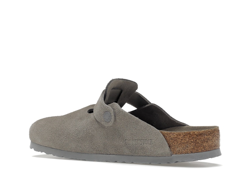 Birkenstock Boston Soft Footbed Suede Stone Coin