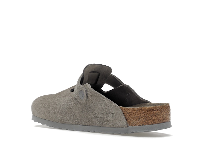 Birkenstock Boston Soft Footbed Suede Stone Coin