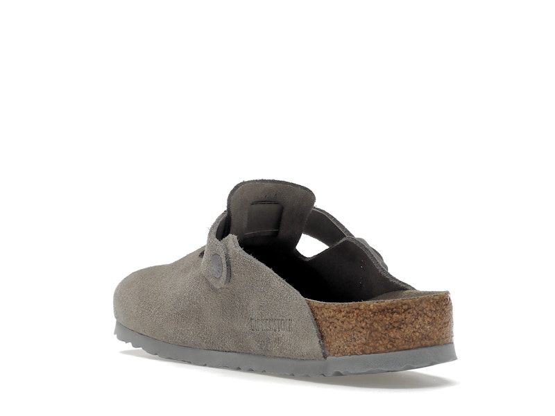 Birkenstock Boston Soft Footbed Suede Stone Coin