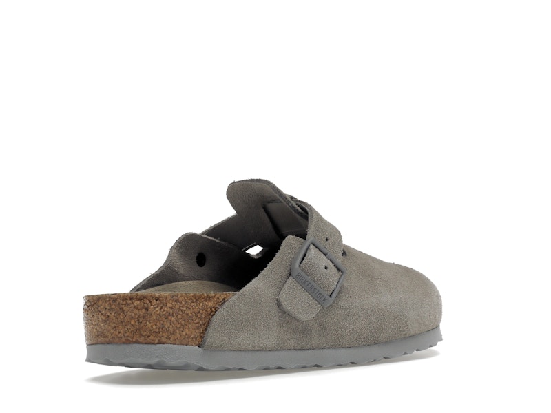 Birkenstock Boston Soft Footbed Suede Stone Coin