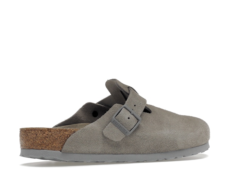 Birkenstock Boston Soft Footbed Suede Stone Coin