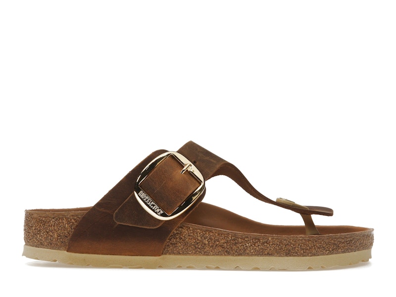 gizeh big buckle oiled leather cognac