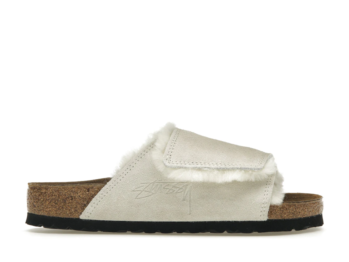 Birkenstock Solana Shearling Slide Stussy Bone