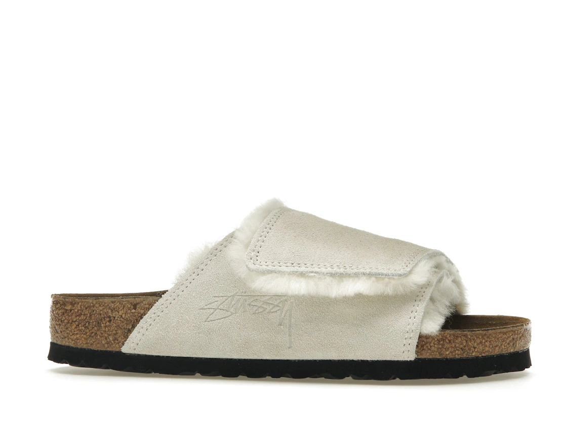 Birkenstock Solana Shearling Slide Stussy Bone