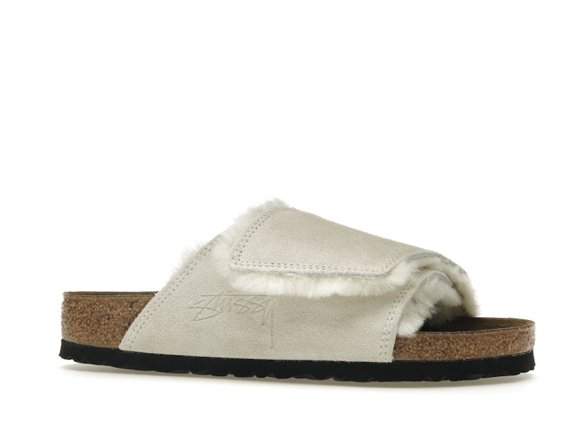 Birkenstock Solana Shearling Slide Stussy Bone