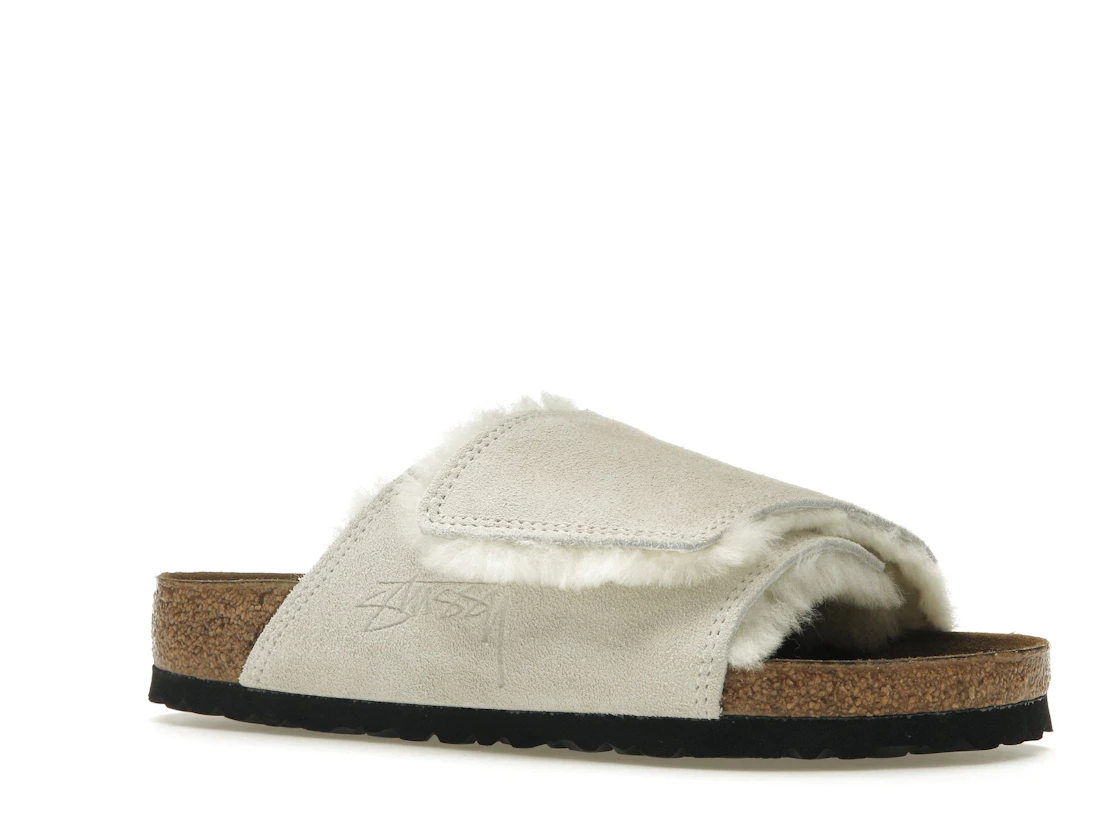 Birkenstock Solana Shearling Slide Stussy Bone