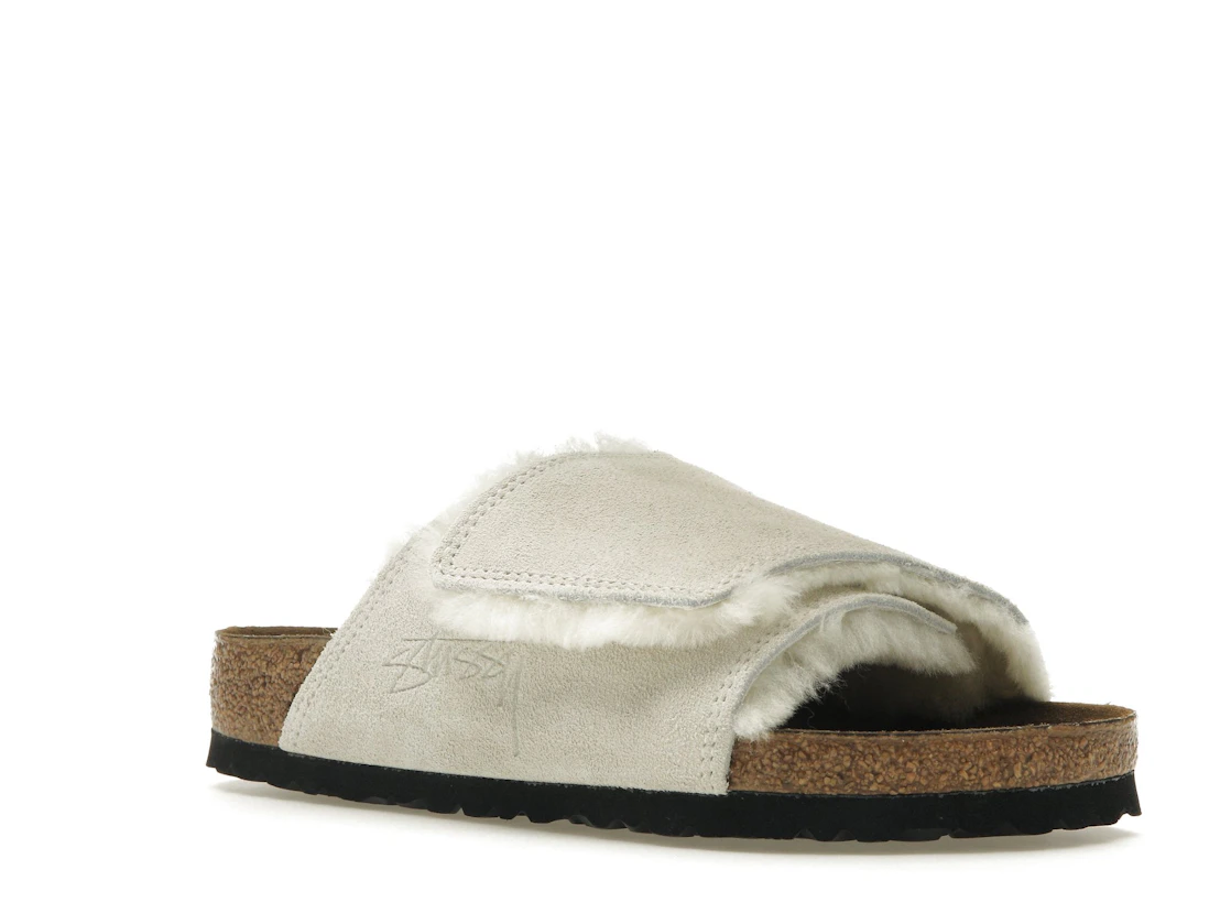 Birkenstock Solana Shearling Slide Stussy Bone