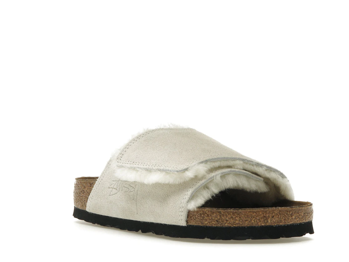 Birkenstock Solana Shearling Slide Stussy Bone