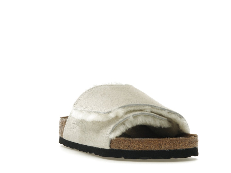 Birkenstock Solana Shearling Slide Stussy Bone