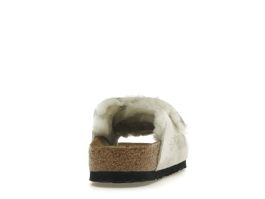 Birkenstock Solana Shearling Slide Stussy Bone