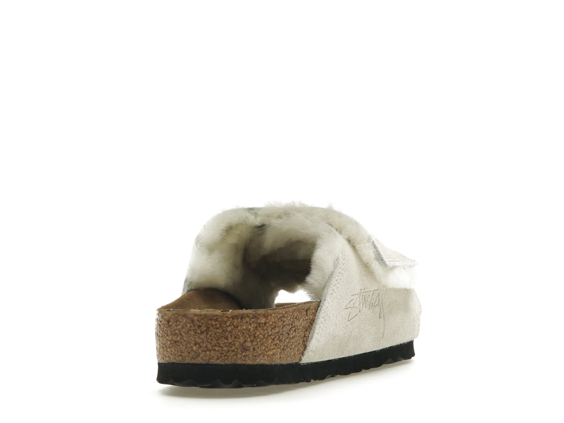 Birkenstock Solana Shearling Slide Stussy Bone