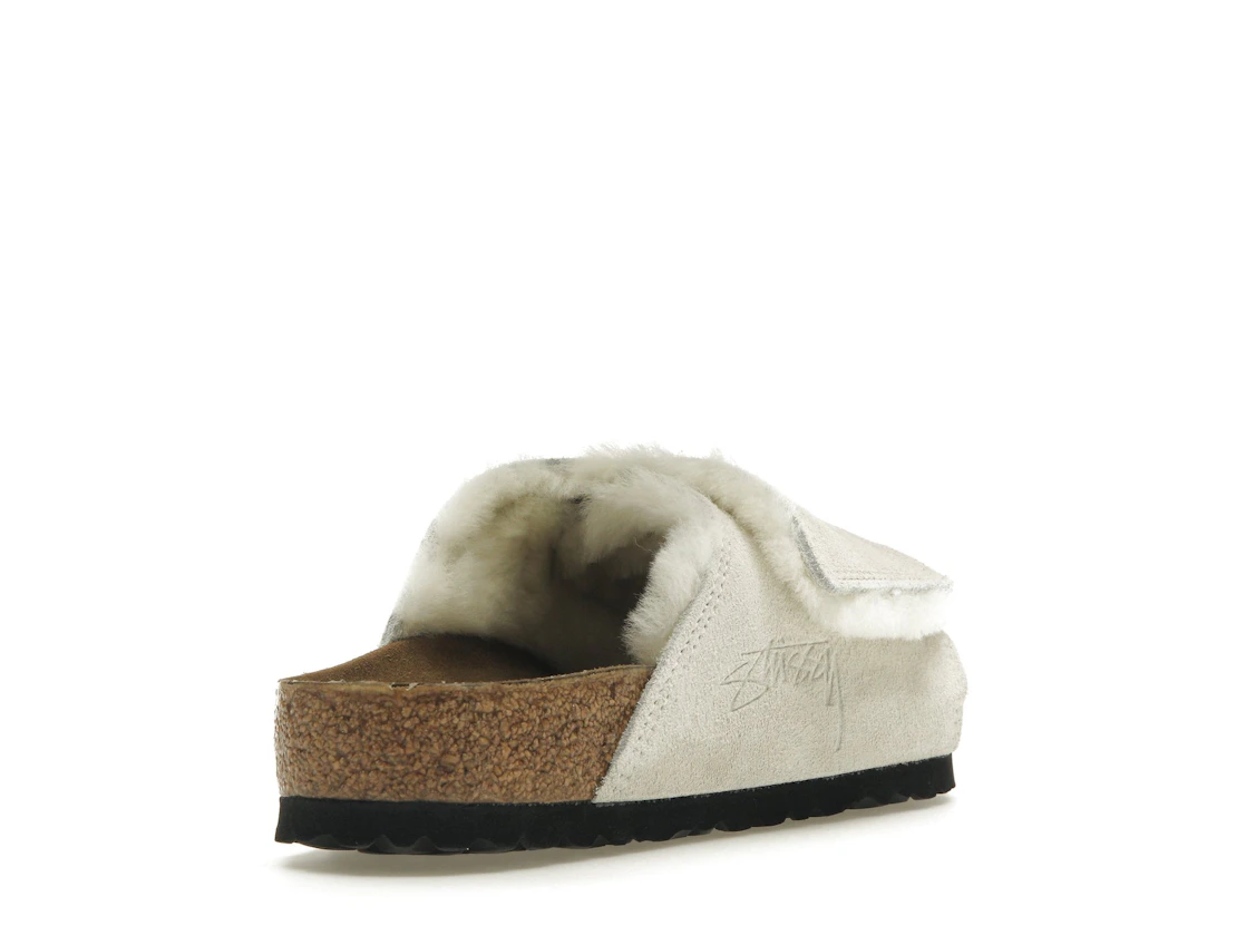 Birkenstock Solana Shearling Slide Stussy Bone