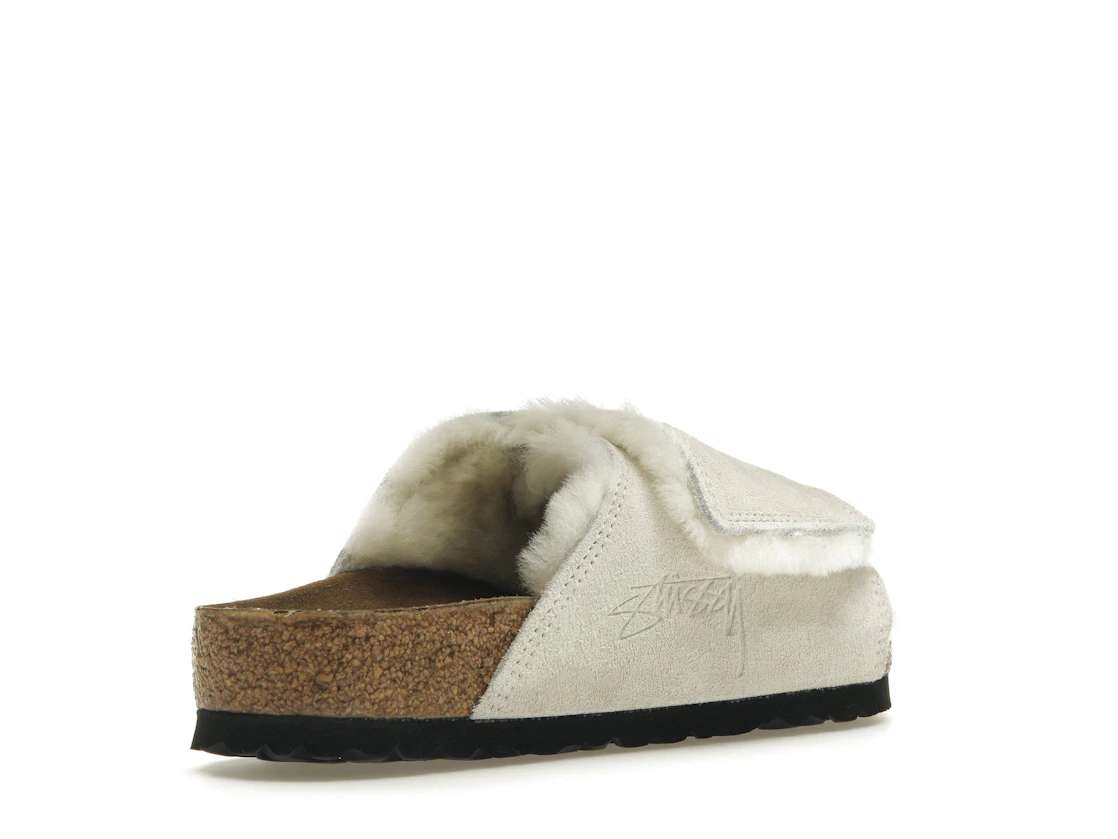 Birkenstock Solana Shearling Slide Stussy Bone