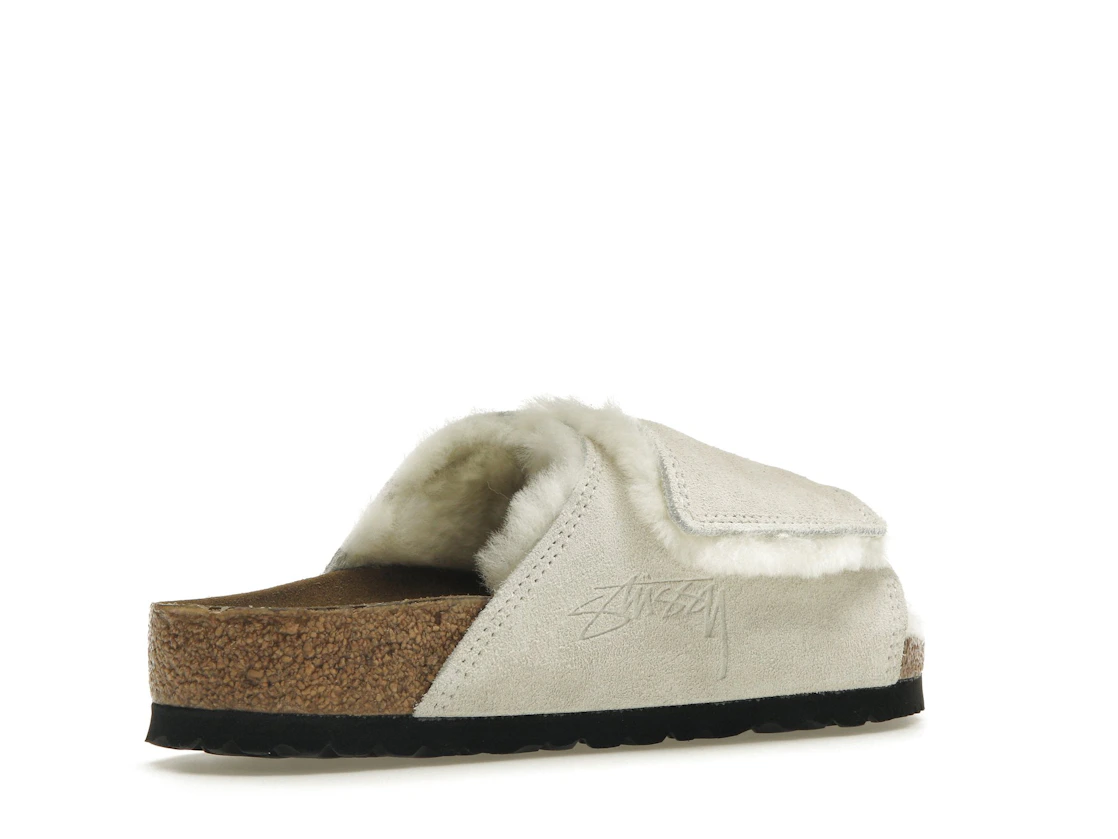 Birkenstock Solana Shearling Slide Stussy Bone