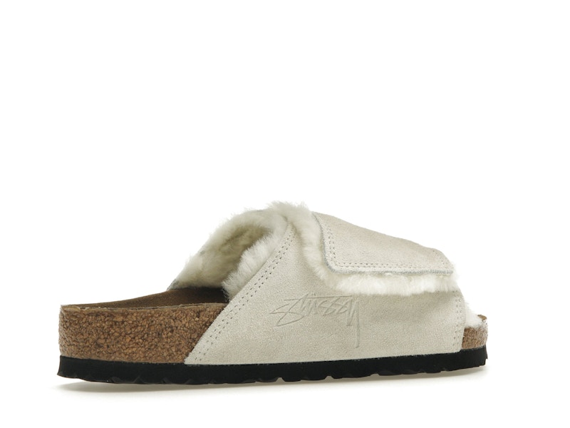 Birkenstock Solana Shearling Slide Stussy Bone