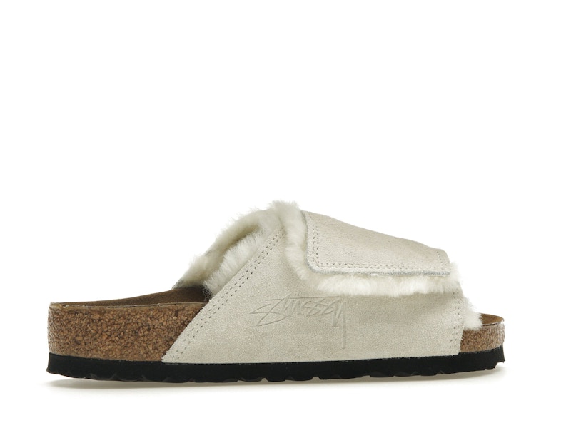 Birkenstock Solana Shearling Slide Stussy Bone