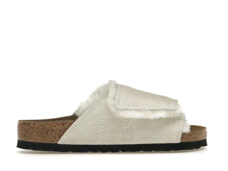 Birkenstock Solana Shearling Slide Stussy Bone