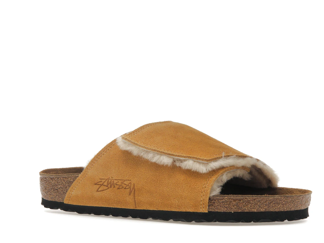 Birkenstock Solana Shearling Slide Stussy Caramel