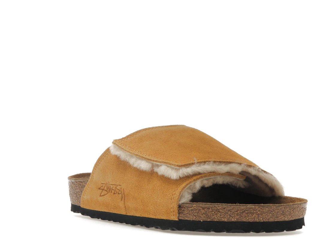 Birkenstock Solana Shearling Slide Stussy Caramel