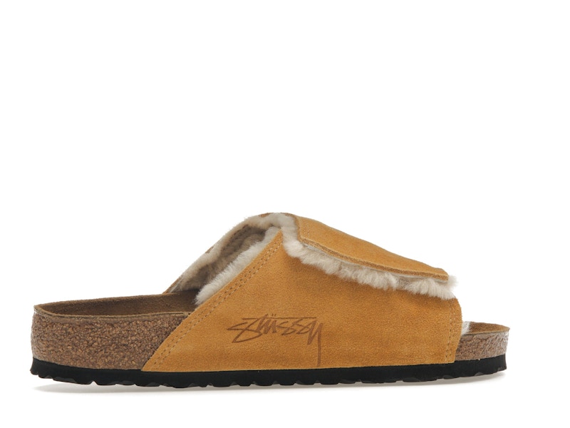 Birkenstock Solana Shearling Slide Stussy Caramel