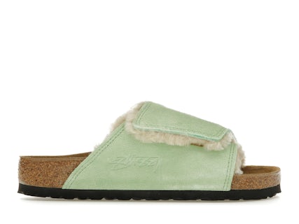 Birkenstock Solana Shearling Slide Stussy Washed Green 1027695 US