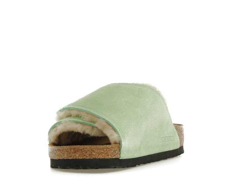 Birkenstock Solana Shearling Slide Stussy Washed Green