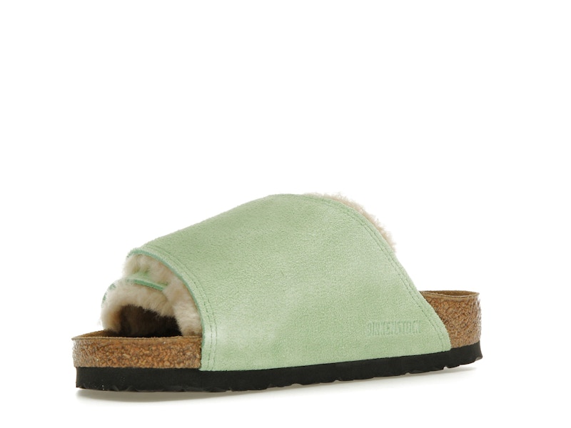 Birkenstock Solana Shearling Slide Stussy Washed Green
