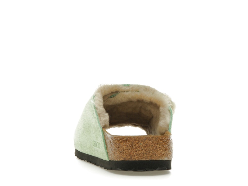 Birkenstock Solana Shearling Slide Stussy Washed Green