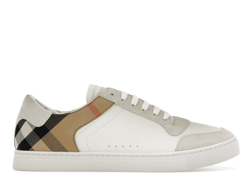 Burberry Leather Suede and House Check Sneakers Optic White 0