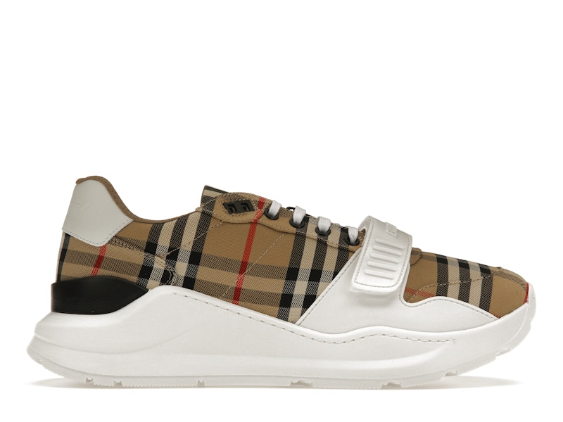 Burberry Ramsey Vintage Check Suede Leather Archive Biege White