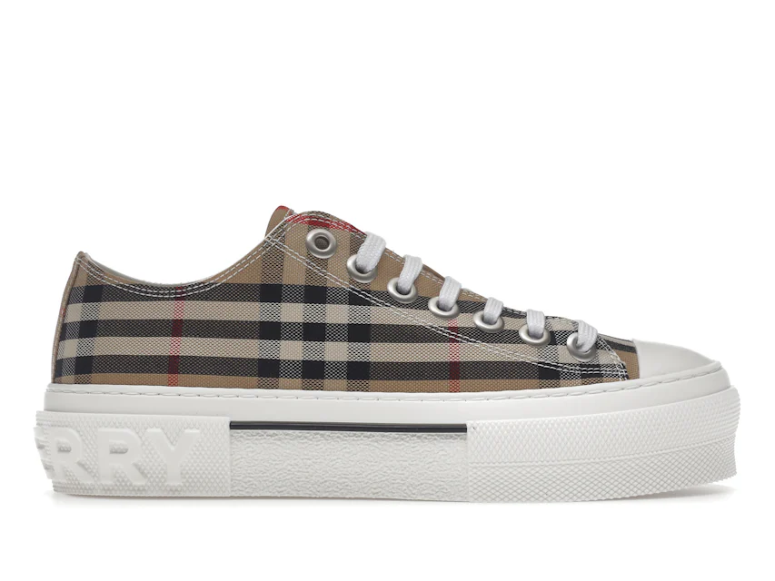 Burberry Vintage Check Cotton Sneakers Archive Beige White (Women's) 0