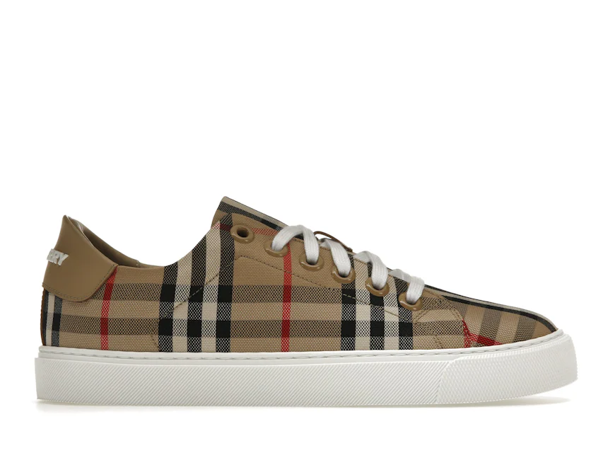 Burberry Vintage Check and Leather Sneakers Archive Beige Check Toe (Women's) 0